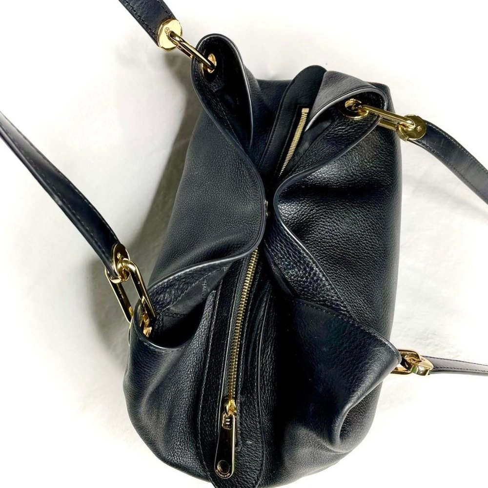 Michael Kors Raven Large Shoulder Tote Black Leather w/ Gold Hardware - Picture 9 of 12